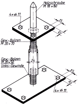 Stützenfuß mit Schraube 